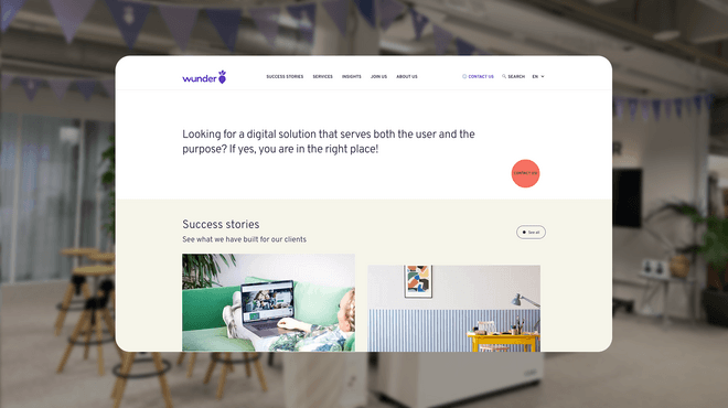 Screenshot of a redesigned wunder.io fronpage