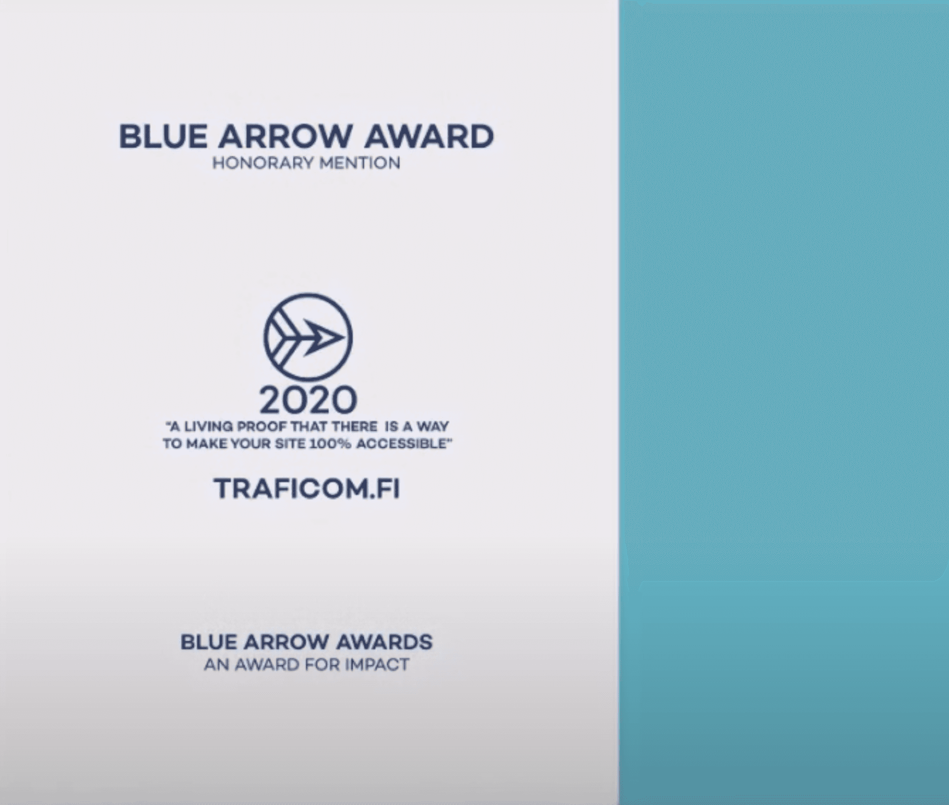 Certificate of the Blue Arrow Award 2020