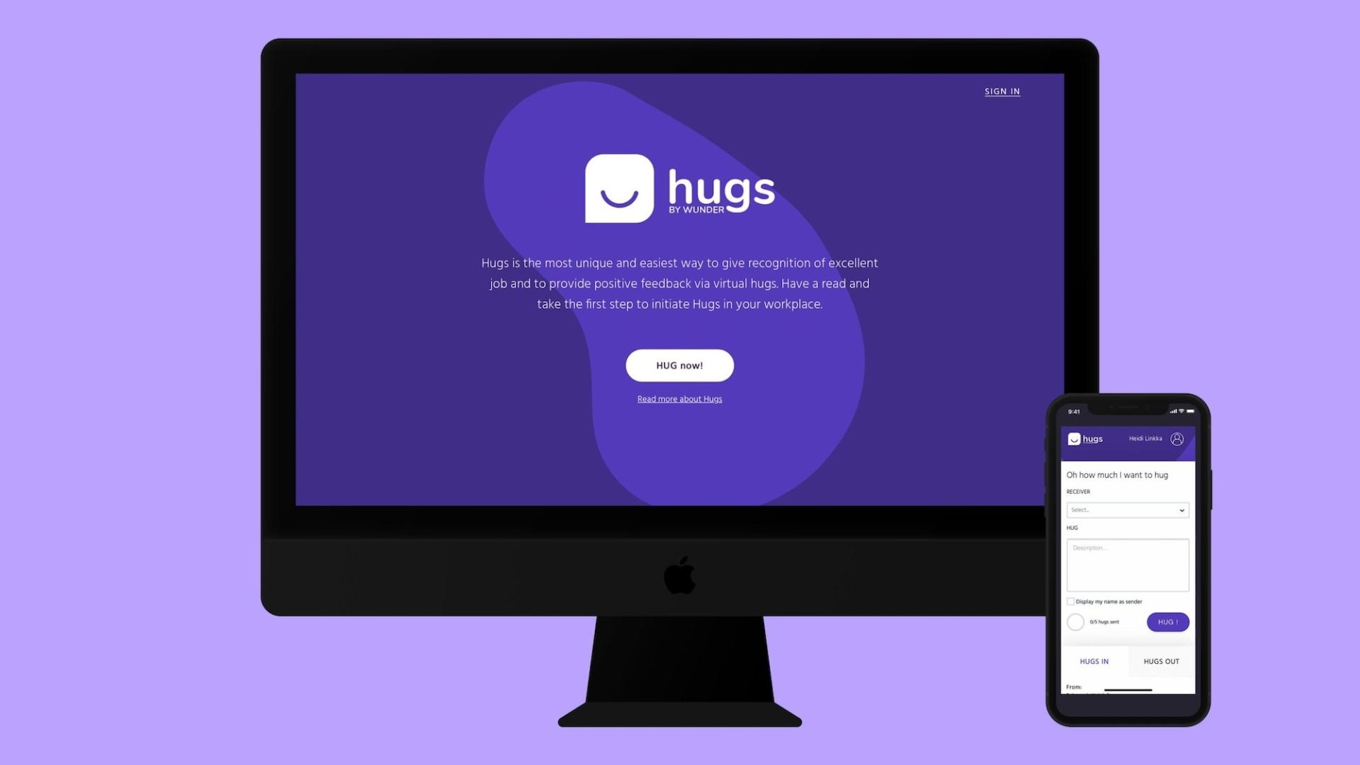 Hugs by Wunder, desktop screen