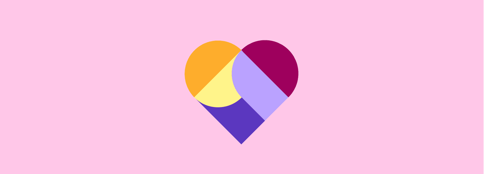 Colorful graphic heart on pink background