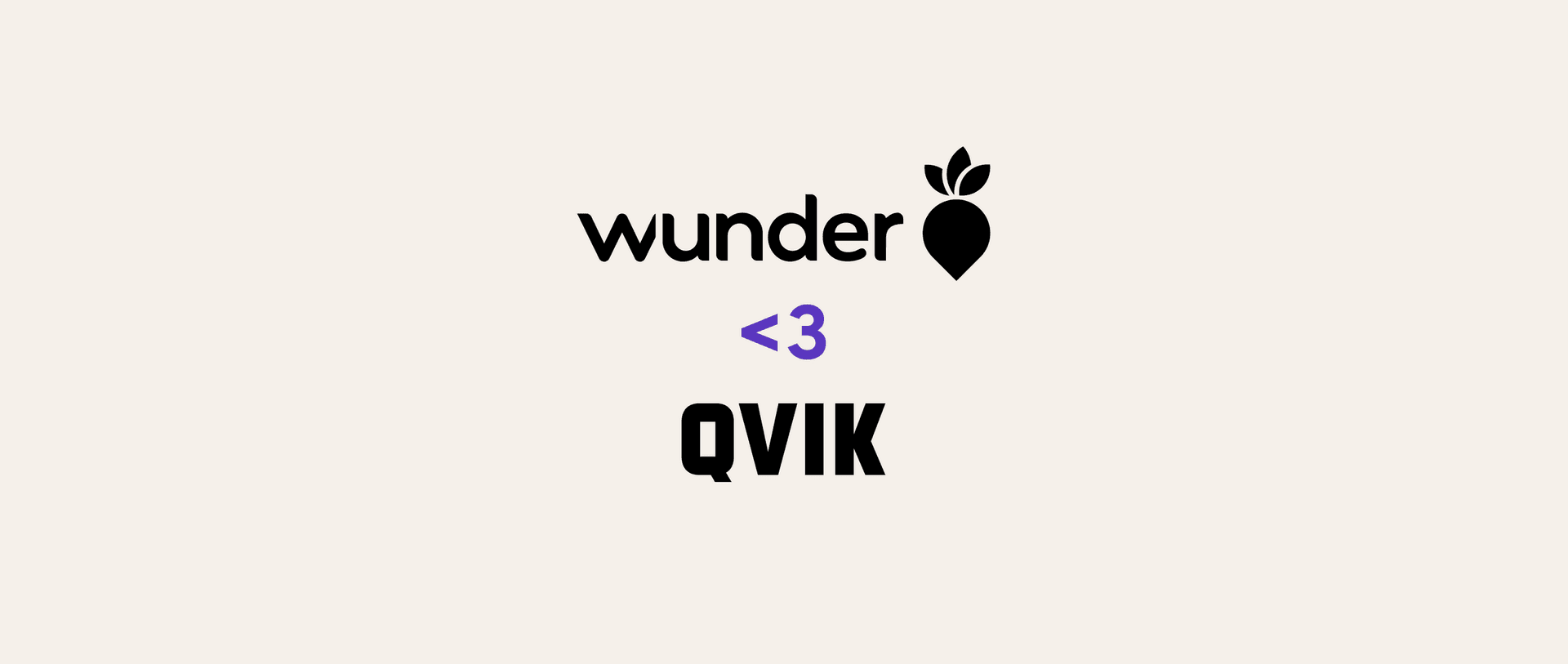 Wunder and Qvik logos with heart emoji inbetween