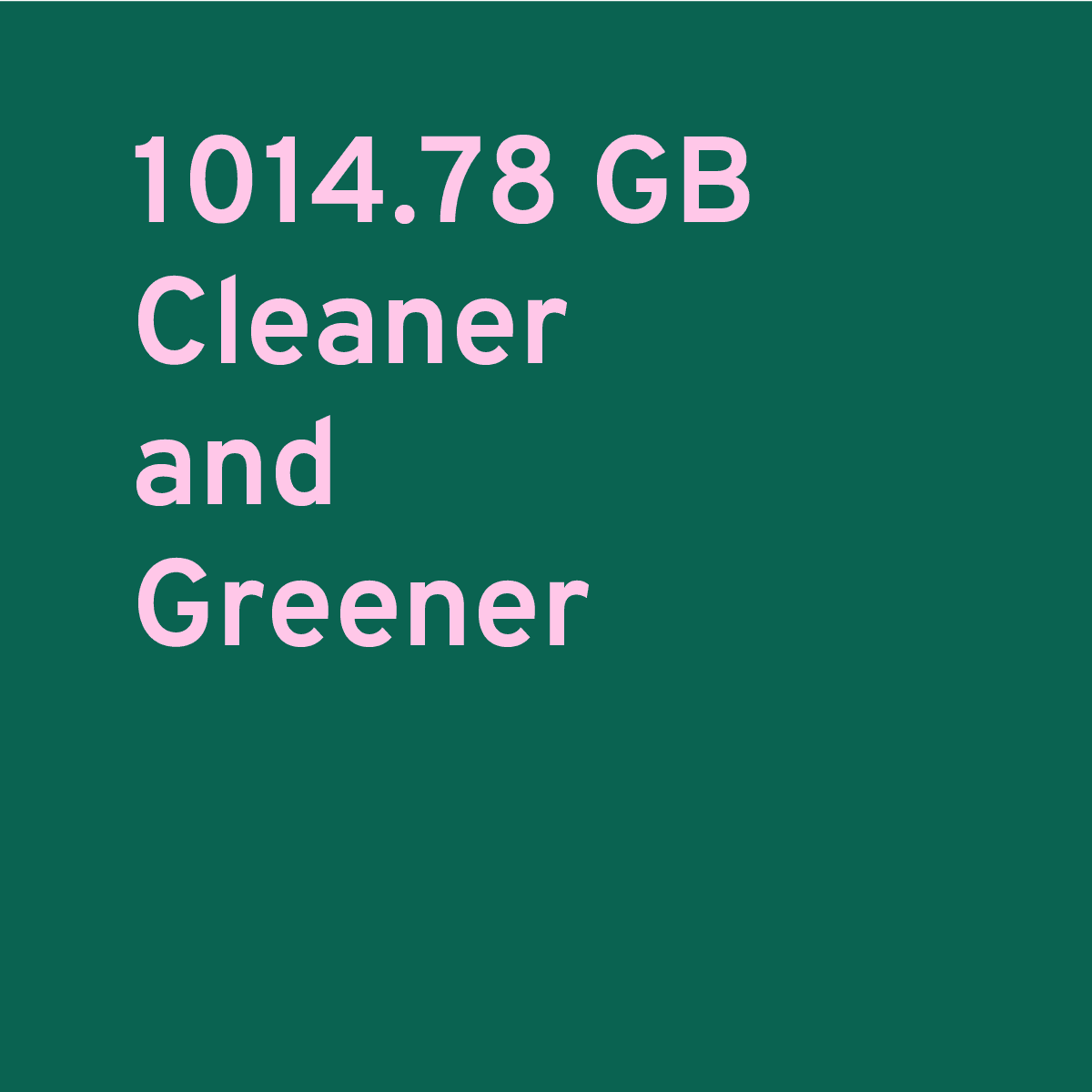 1014.78 GB puhtaampi ja vihreämpi