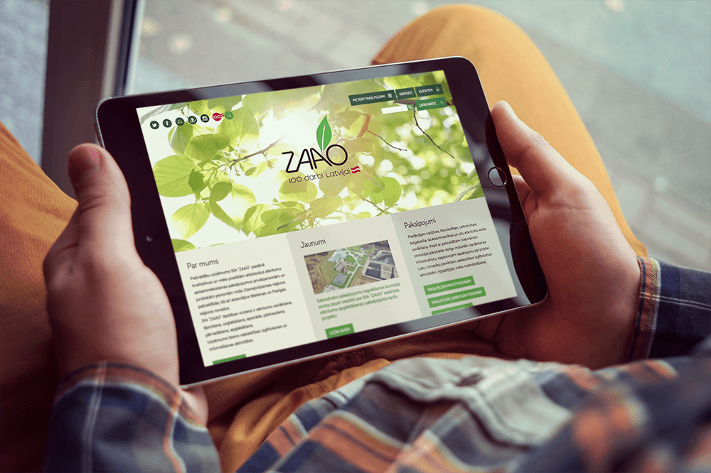 ZAAO's website on a tablet screen
