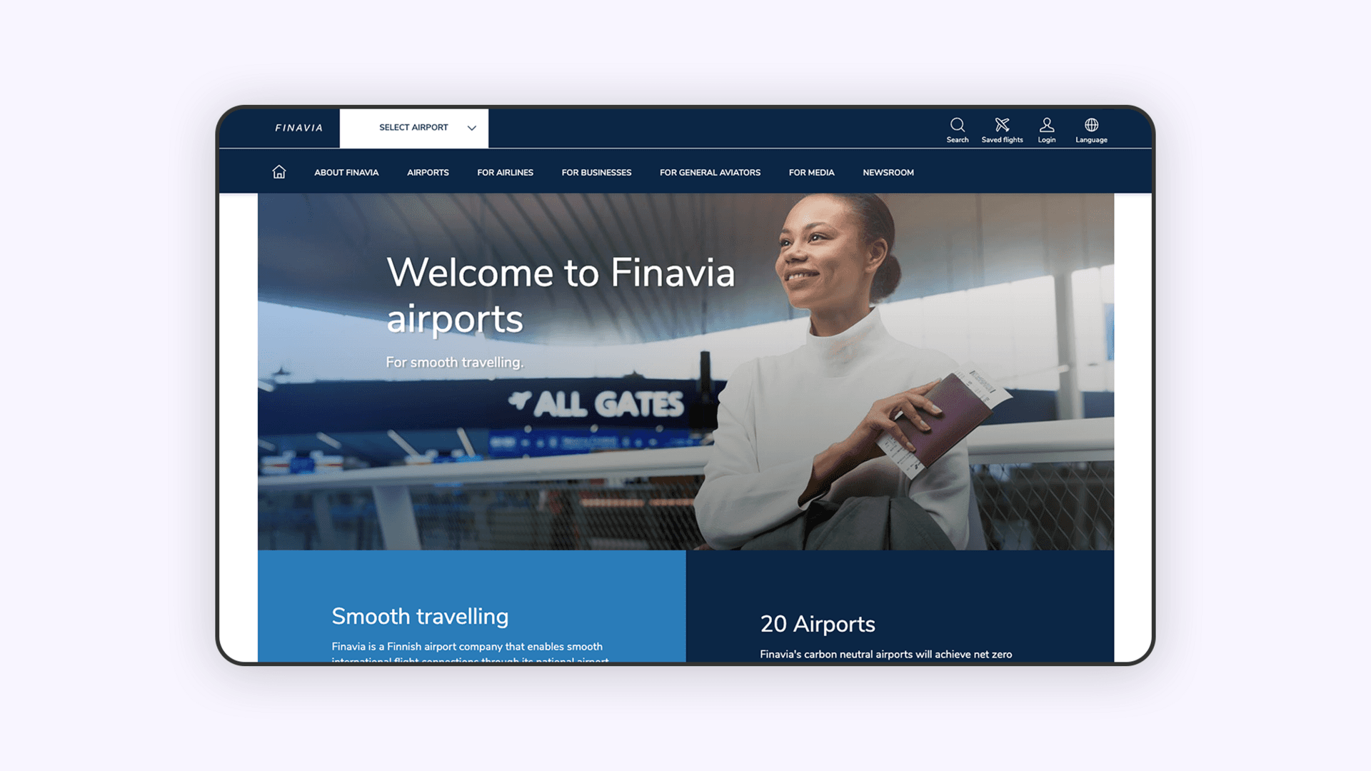 Desktop screenshot of Finavia website