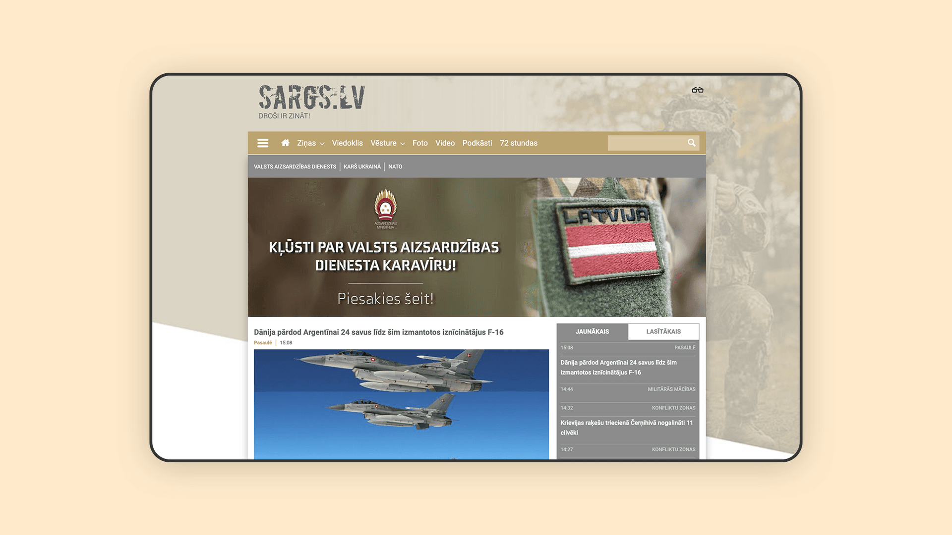Desktop screenshot of Sargs.lv website