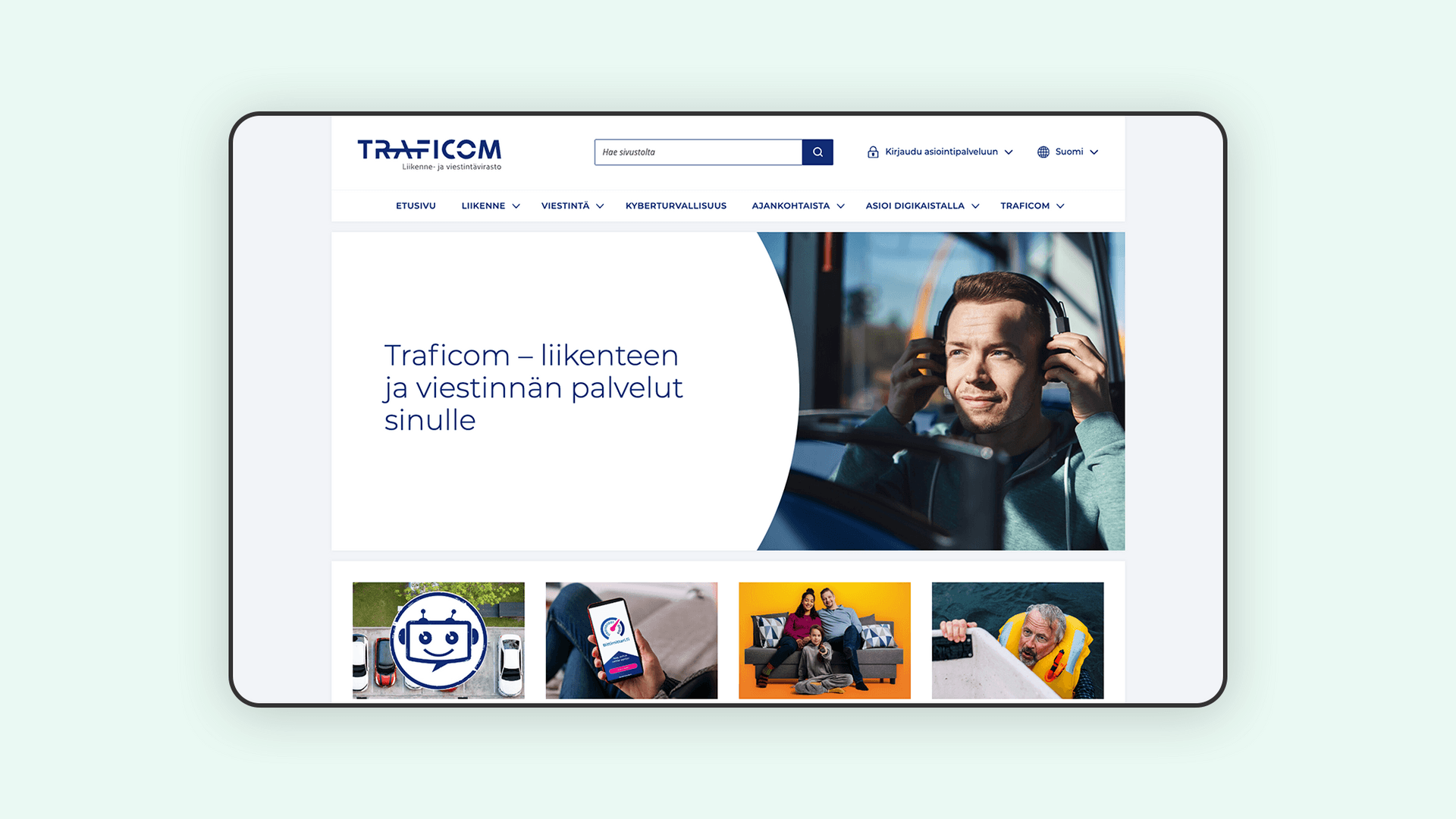 Desktop screenshot of Traficom website